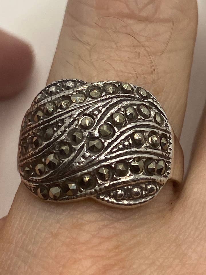 Vintage Marcasite 925 Sterling Silver Ring for wholesale by Nemesis Jewelry NYC