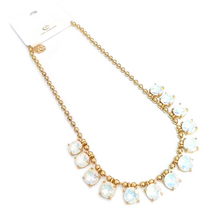 StarryNYC - Wholesale Beaded/pearl necklace - Crystal Glass Bead Dangle Station Ball Beaded Chain Necklace18