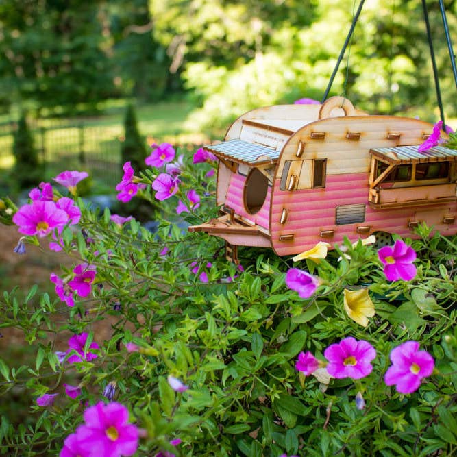 One Man One Garage - Wholesale Bird House - Vintage Camper Bird House Scale model playset you can build and use! Bring back the love of travel!8