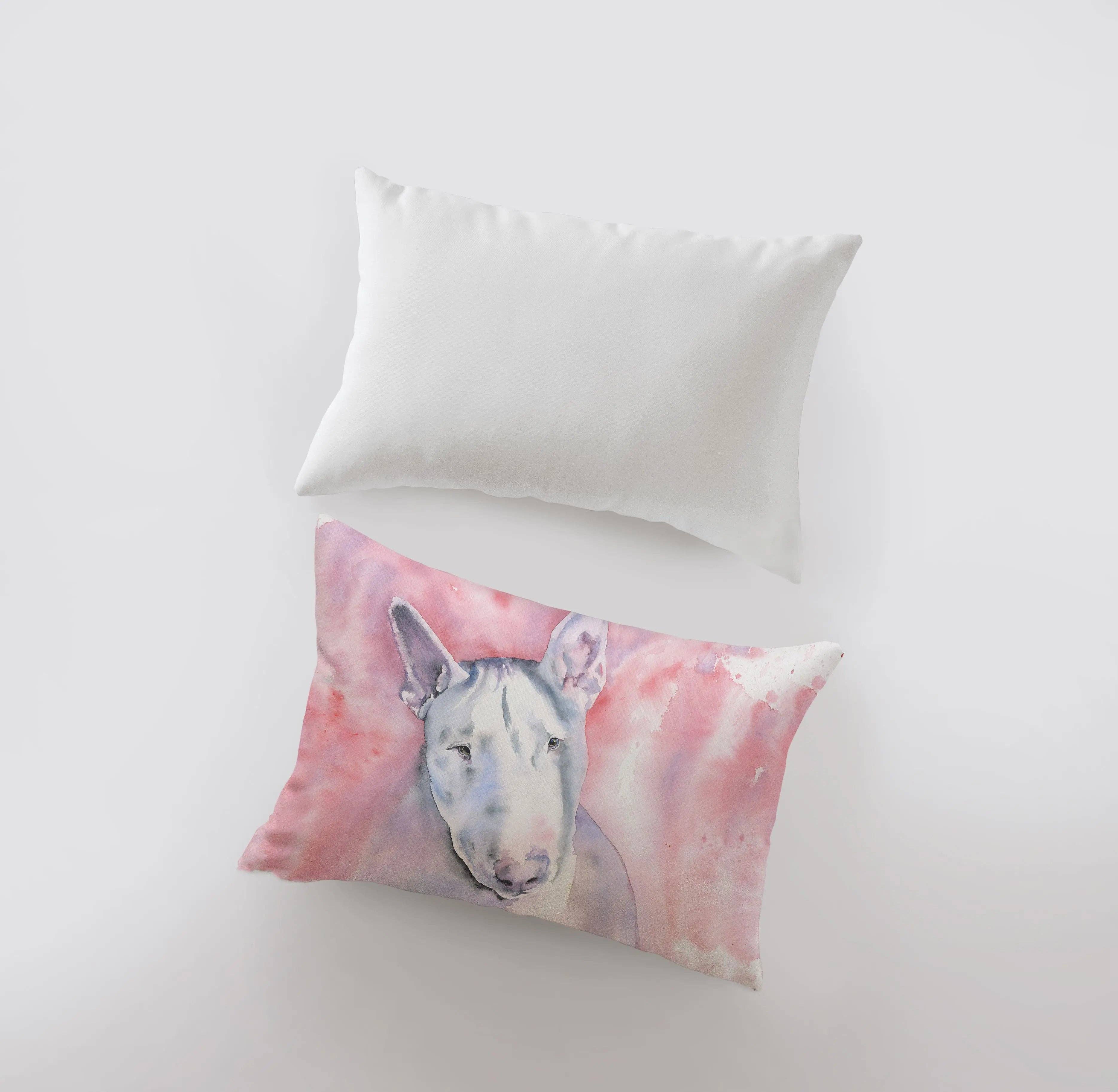 UniikPillows - Wholesale Throw Pillow Cover - Bull Terrier | Watercolor Terrier | 18x12 | Pillow Cover | Dog | Home Decor | Custom Pillow | Bull Terrier | Dog Lover Gift | Dog Mom Gift3