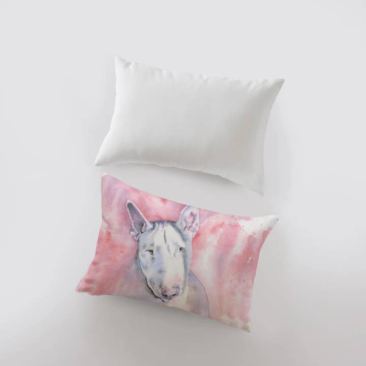 UniikPillows - Wholesale Throw Pillow Cover - Bull Terrier | Watercolor Terrier | 18x12 | Pillow Cover | Dog | Home Decor | Custom Pillow | Bull Terrier | Dog Lover Gift | Dog Mom Gift3
