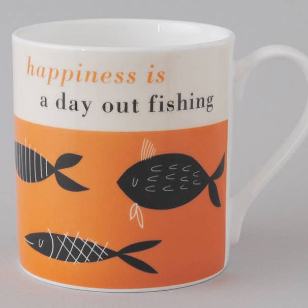 Happiness Fishing Mug Orange for wholesale by Repeat Repeat