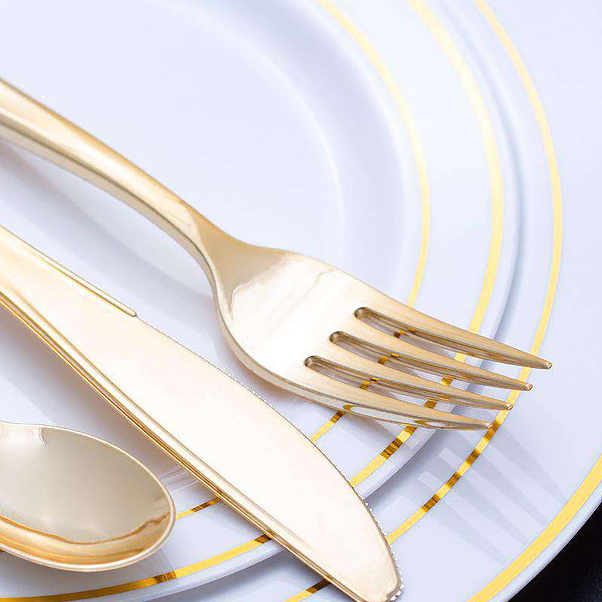 Smarty had a Party - Wholesale Disposable Servingware Set - Shiny Metallic Gold Plastic Forks - 24 pcs6