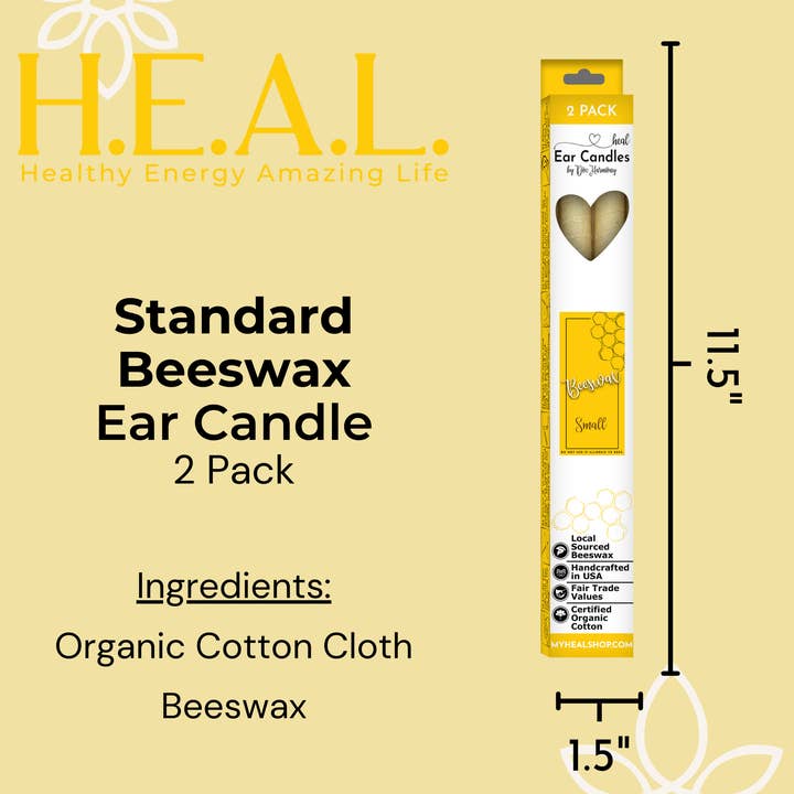 Healthy Energy Amazing Life - Wholesale Tapered Candle/Candlestick - Unscented Beeswax Ear Candles by Doc Harmony