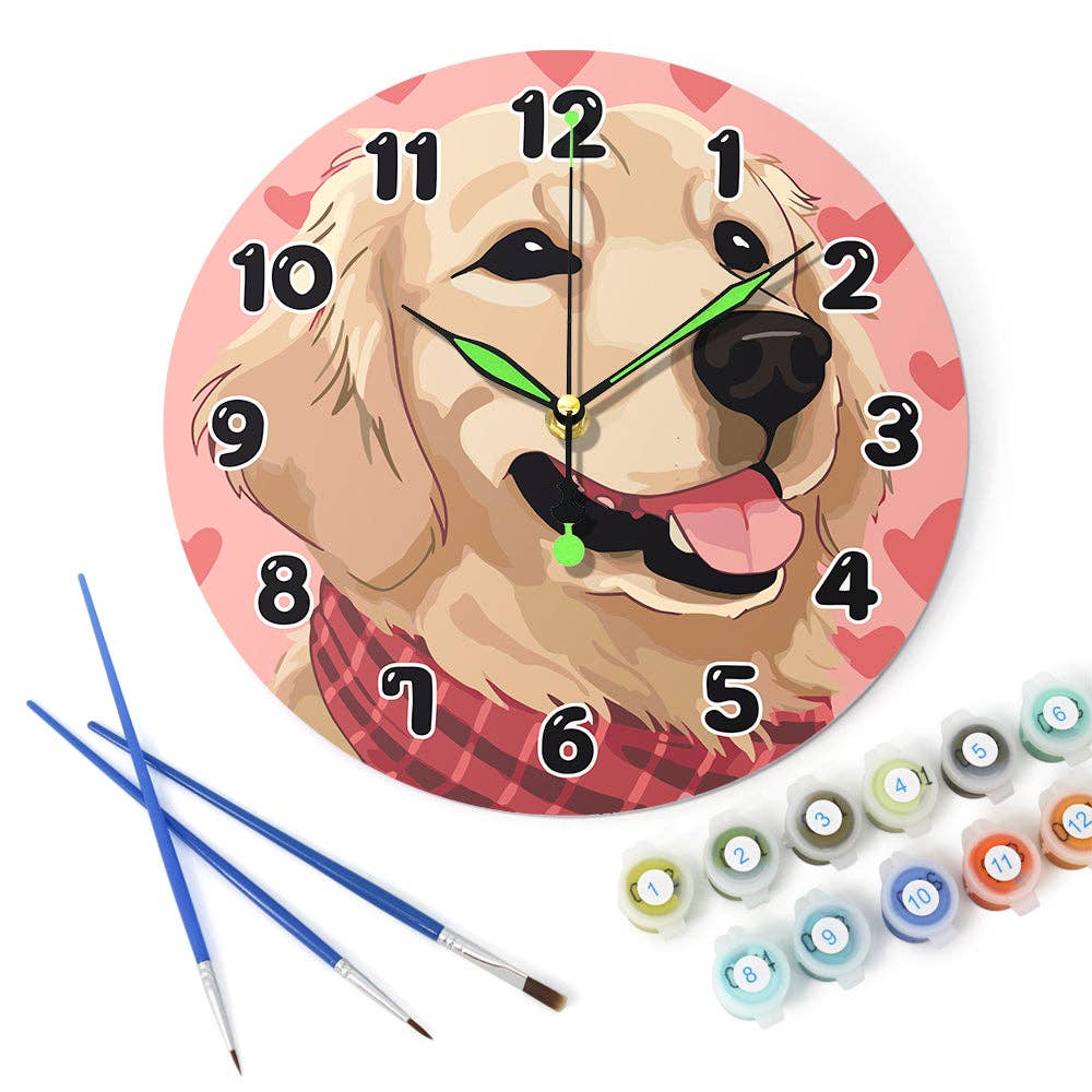 Paint Your Numbers - Wholesale DIY Craft Kit - Paint the Moment – Golden Pup Clock Kit1
