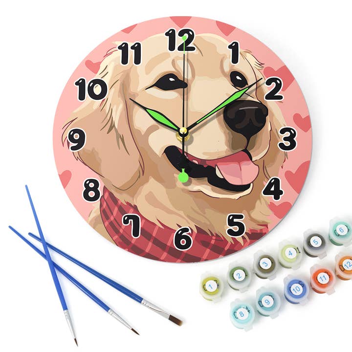 Paint Your Numbers - Wholesale DIY Craft Kit - Paint the Moment – Golden Pup Clock Kit1