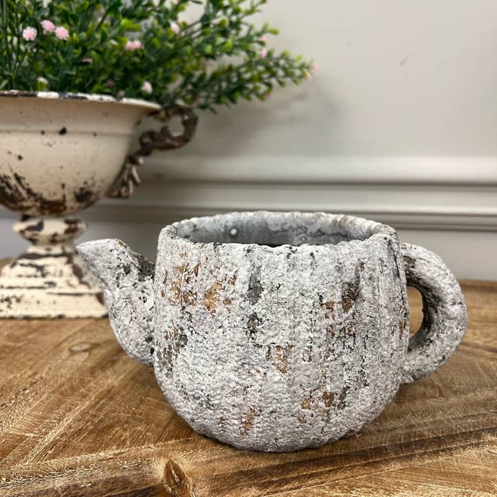 Vagabond Vintage - Wholesale Plant Pot - Cement Rustic Teapot Planter