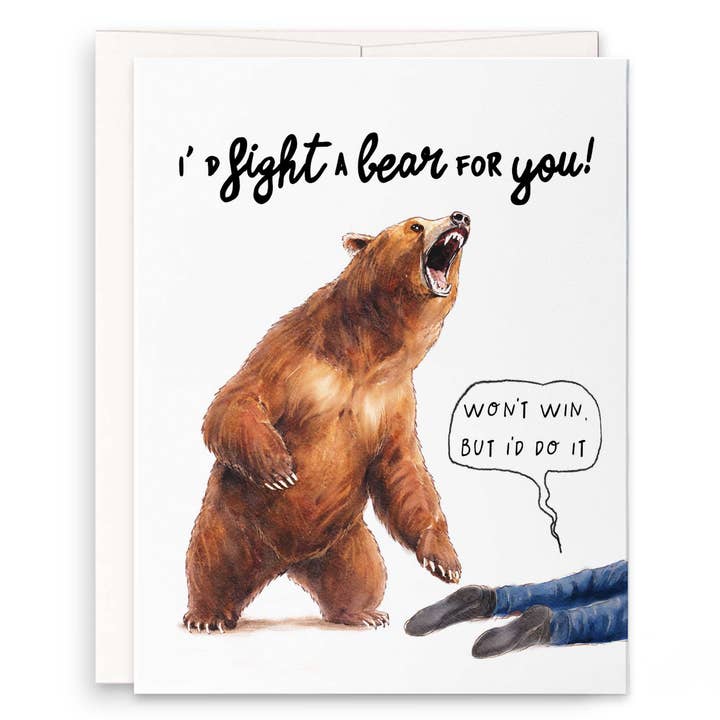 Bear Fight - Funny Valentines Day Card for wholesale by Liyana Studio