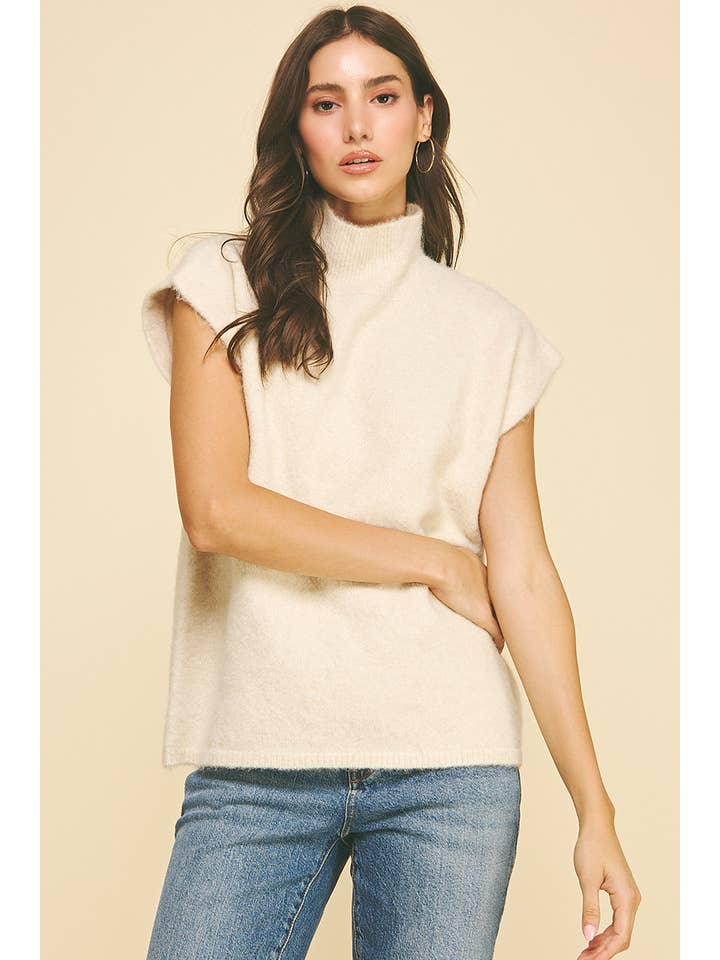 PINCH - Wholesale Knit Sweater - Women's - TURTLE NECK CAP SLEEVE SWEATER - 6334W