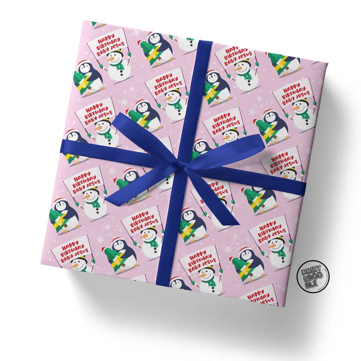 Sweary Card Lady - Wholesale Flat Wrap - Happy Birthday Baby Jesus Gift Wrap - Flat Sheet