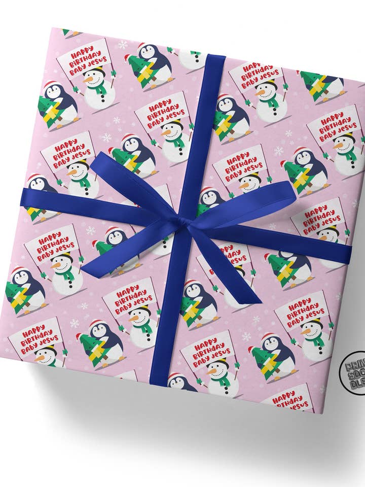 Happy Birthday Baby Jesus Gift Wrap - Flat Sheet for wholesale by Sweary Card Lady