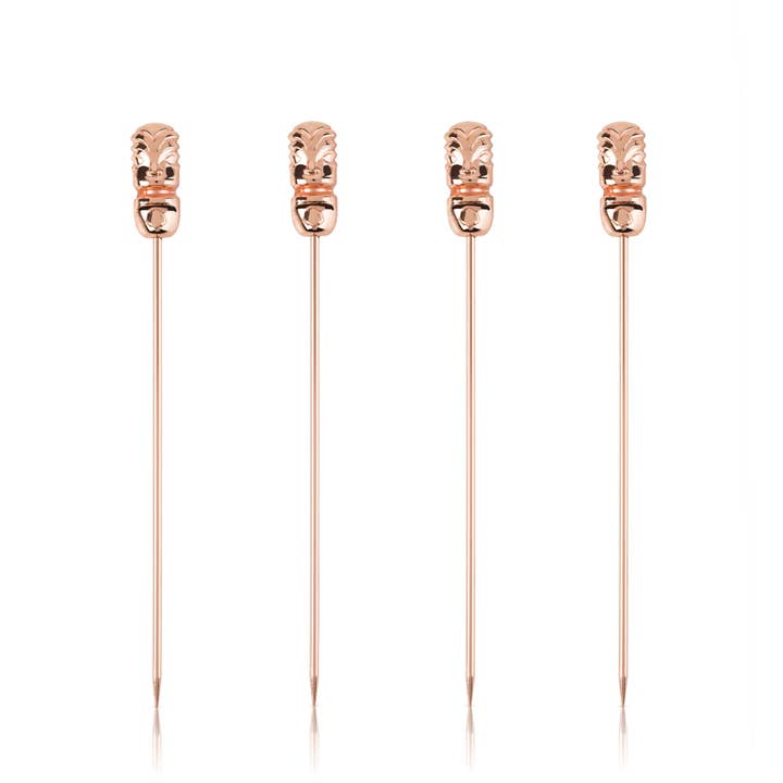 Ensemble de 4 pics à cocktail tiki plaqués cuivre Pacific™ pour la vente par Viski