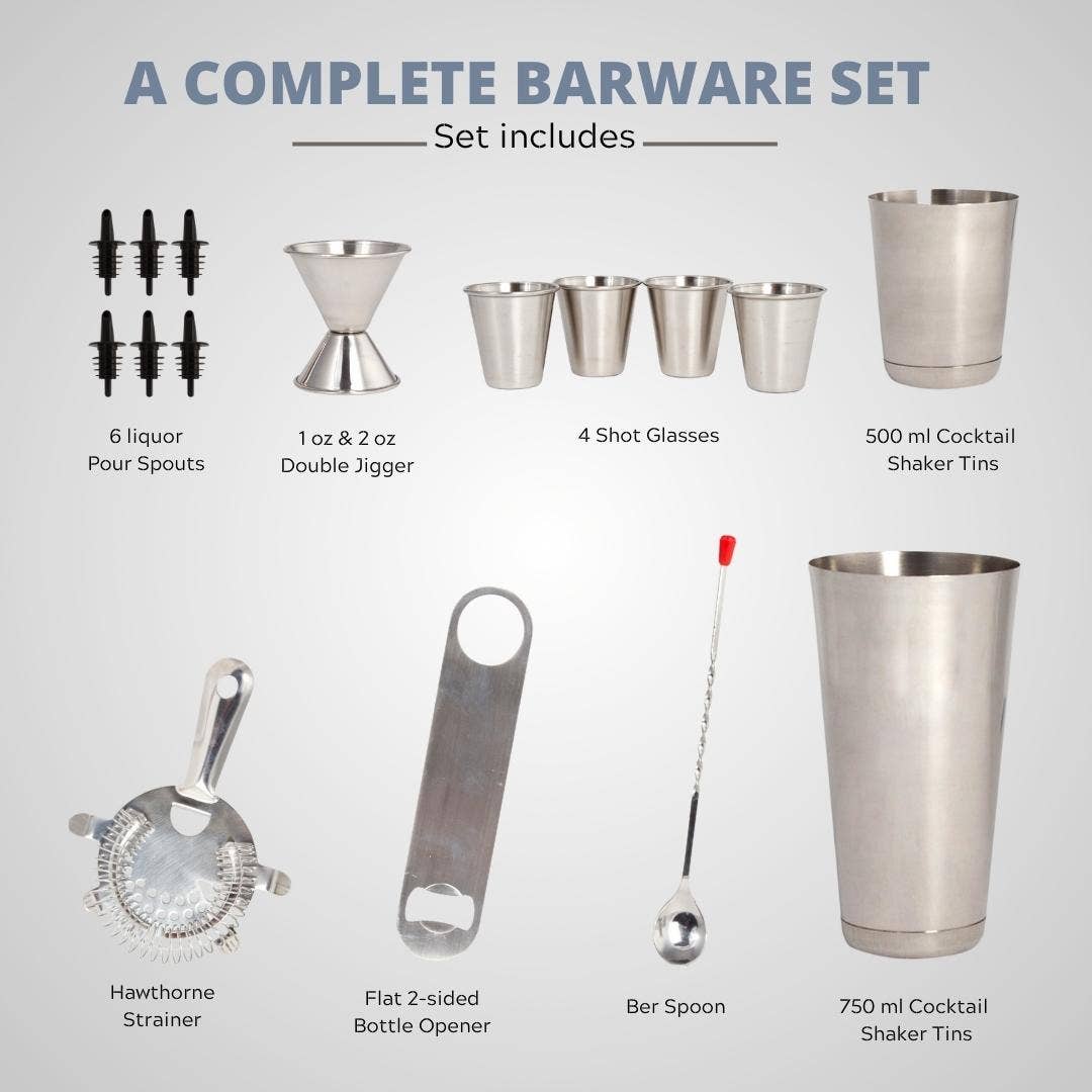 Lexi Home - Wholesale Bar Tool - Classic 16 Piece Mixing Bar Set with Essential Barware Tools3