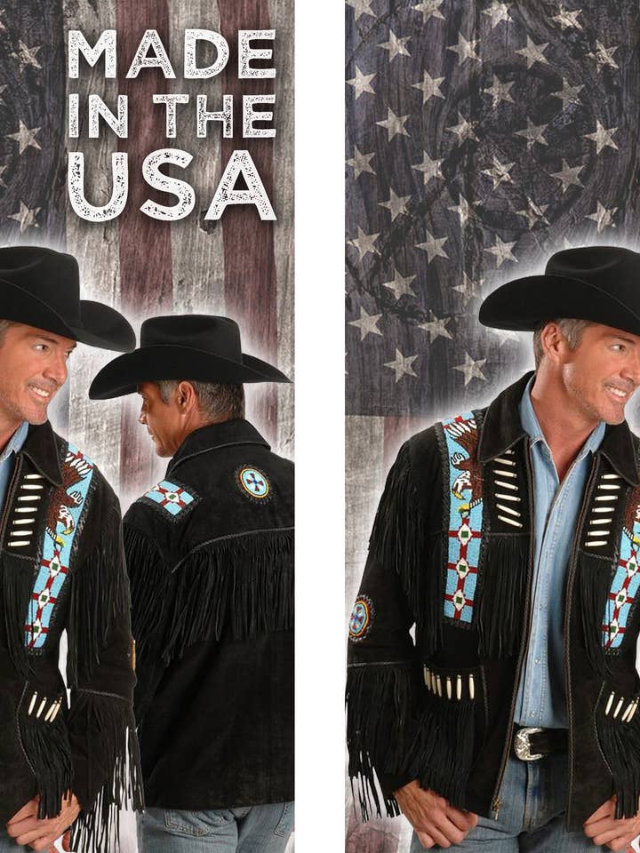 Liberty Wear – wholesale Jacket – Men's – 485 - Mens Bead, Braid, & Fringe Suede Jacket