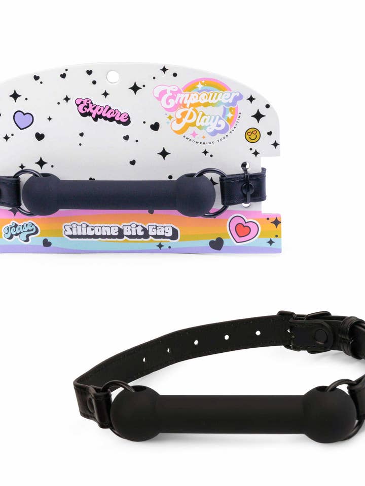 Empower Play™ Silicone Bit Gag — Beginner-Friendly BDSM Mouth Gag (Midnight Black) for wholesale by Intimita Novelties