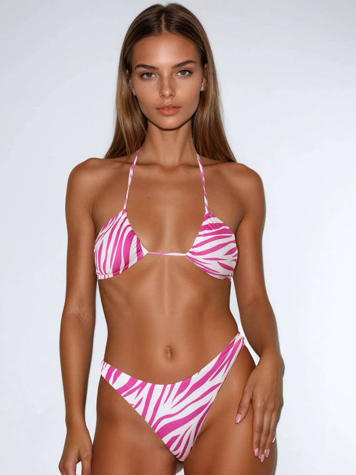 Ensemble Bikini Brésilien Triangle Amor - Afrique Fuchsia pour la vente par Flavia Valentini