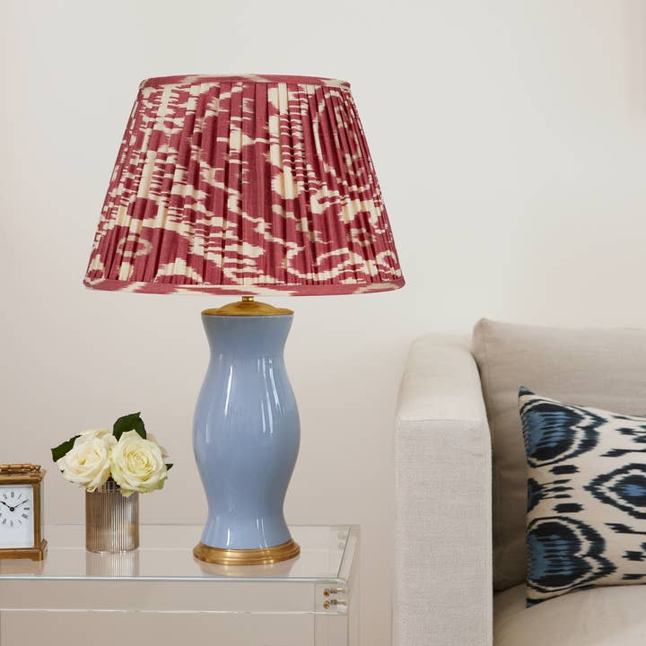 Rosanna Lonsdale – wholesale Lampshade – BURNT RED AND CREAM IKAT LAMPSHADE