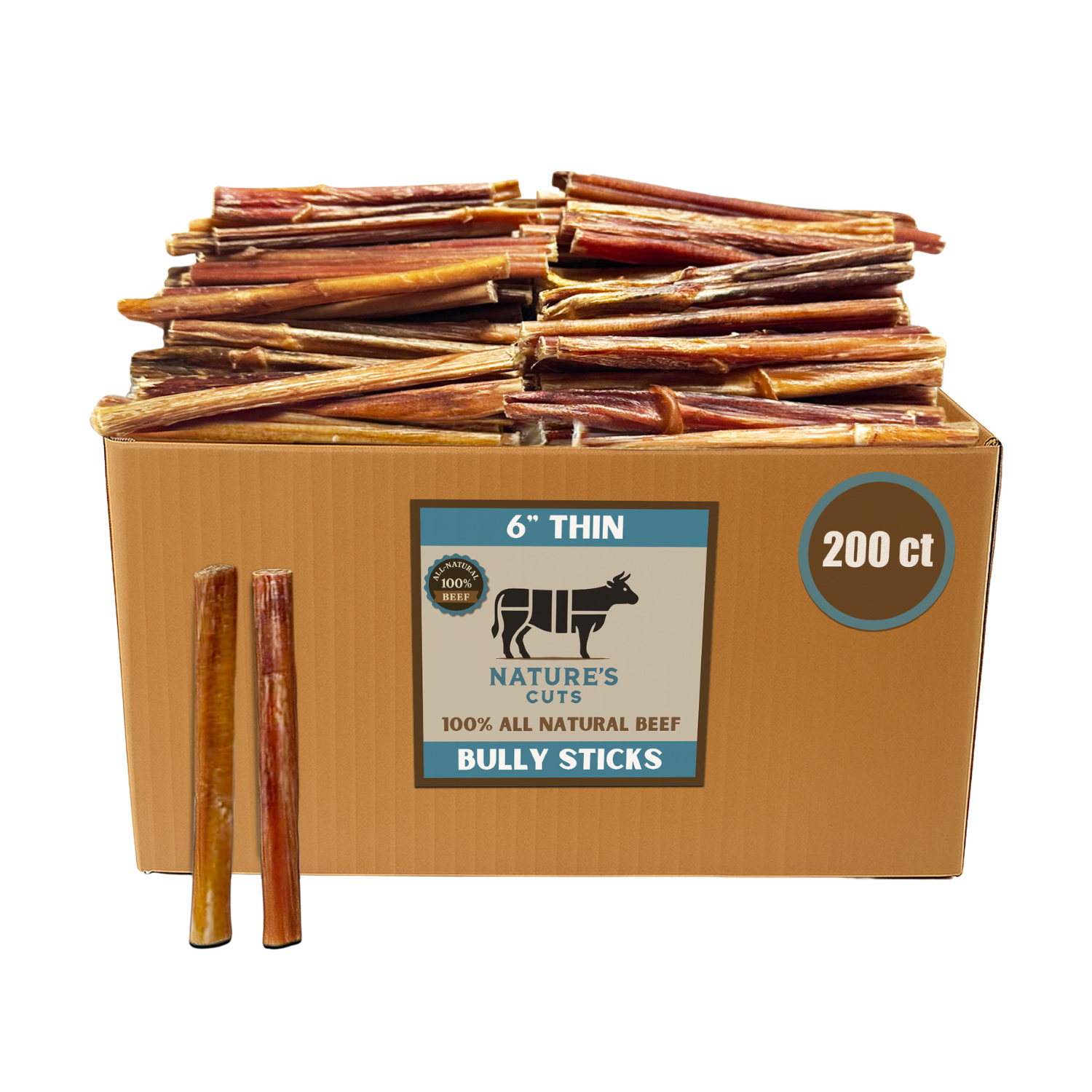 Mighty Chewz - Wholesale Pet Treats - Dog - 6" Thin Bully Sticks $0.96/ Stick (Case Price))1