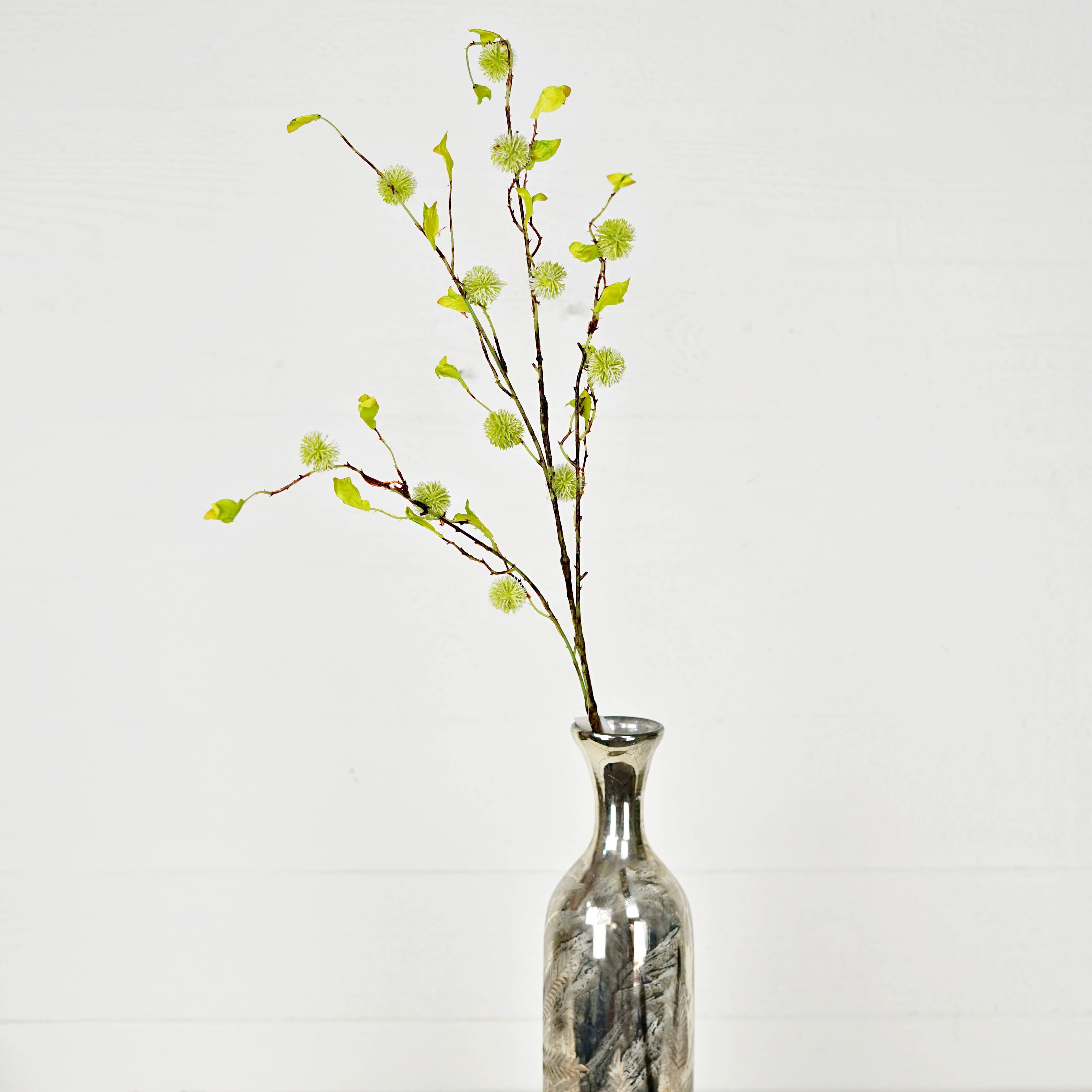 Impressive Enterprises, Inc. - Wholesale Artificial Flowers - 27116- 38inL Spiky Ball Branch-Green1