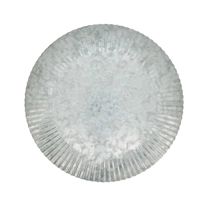 Silver Country Charm Ruffled Galvanized Charger Plate for wholesale on Faire