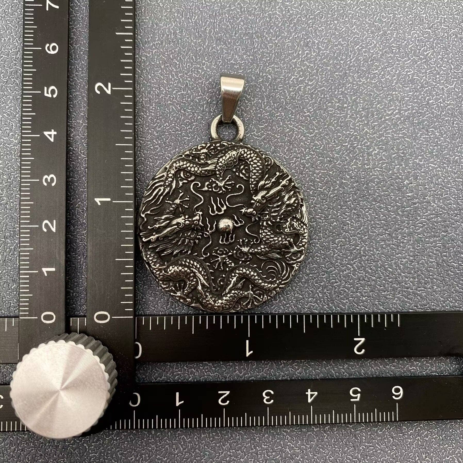 Mio Queena - Wholesale Craft Supplies - Chinese Dragon Blackening S.Steel Craft Pendant - MJ/MNP2
