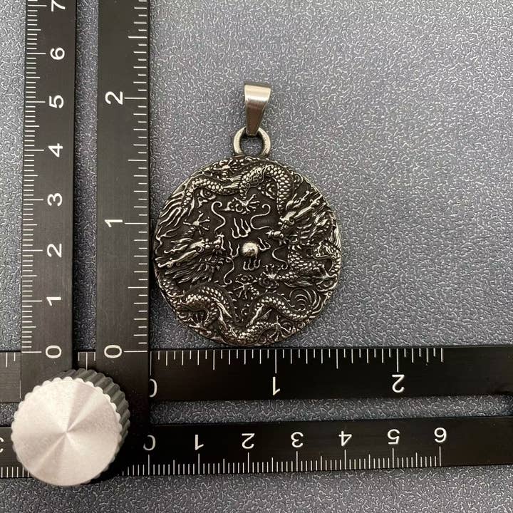 Mio Queena - Wholesale Craft Supplies - Chinese Dragon Blackening S.Steel Craft Pendant - MJ/MNP2