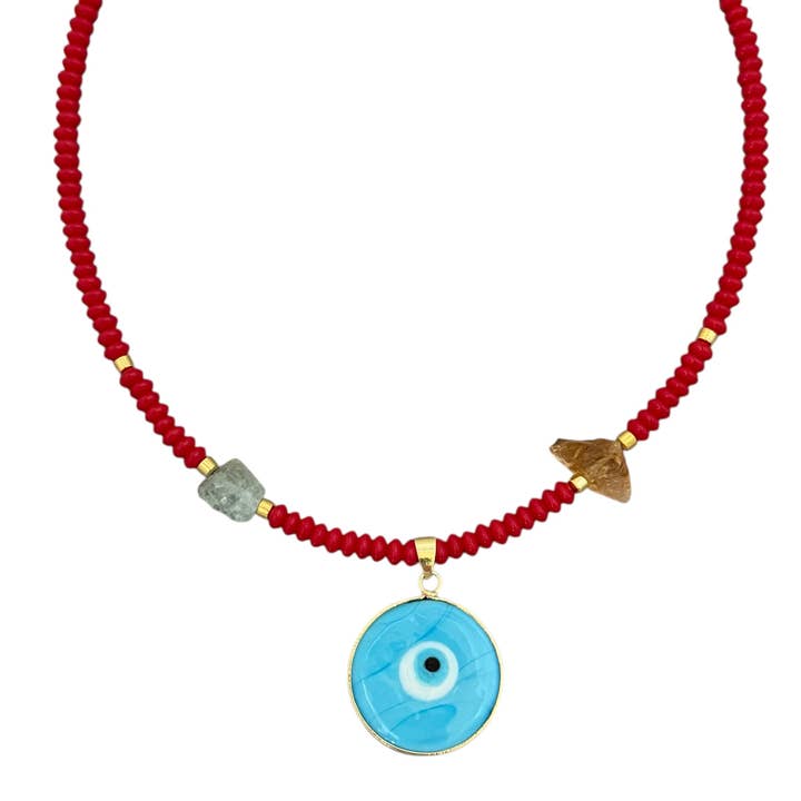My Energy Is Protected and Aligned — Blue Evil Eye Beaded Necklace for wholesale by Georgina Nicol