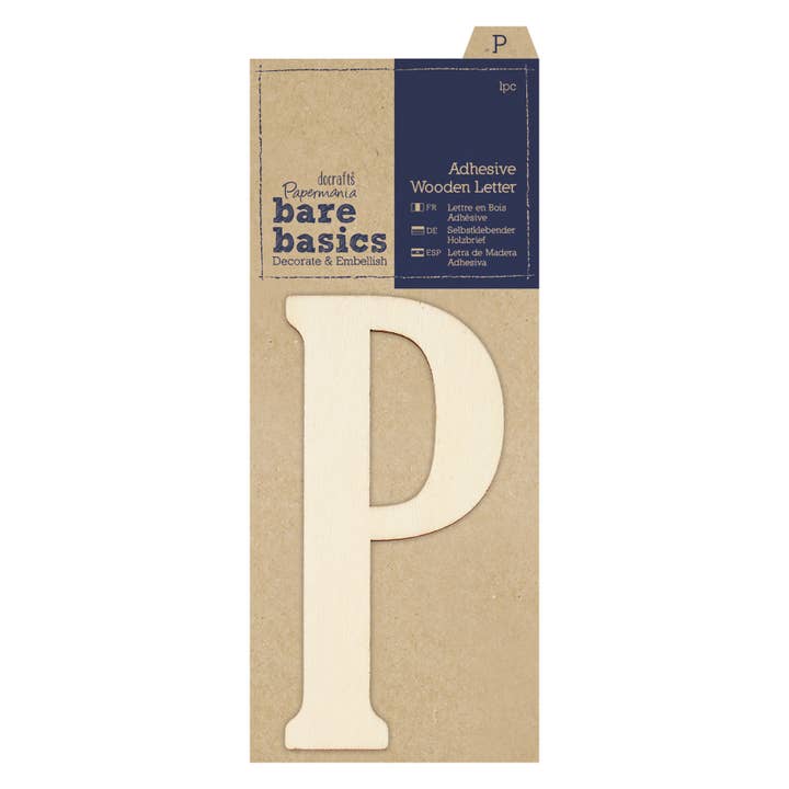 Bare Basics - Adhesive Wooden Letter P (1pc) for wholesale by West Design Products