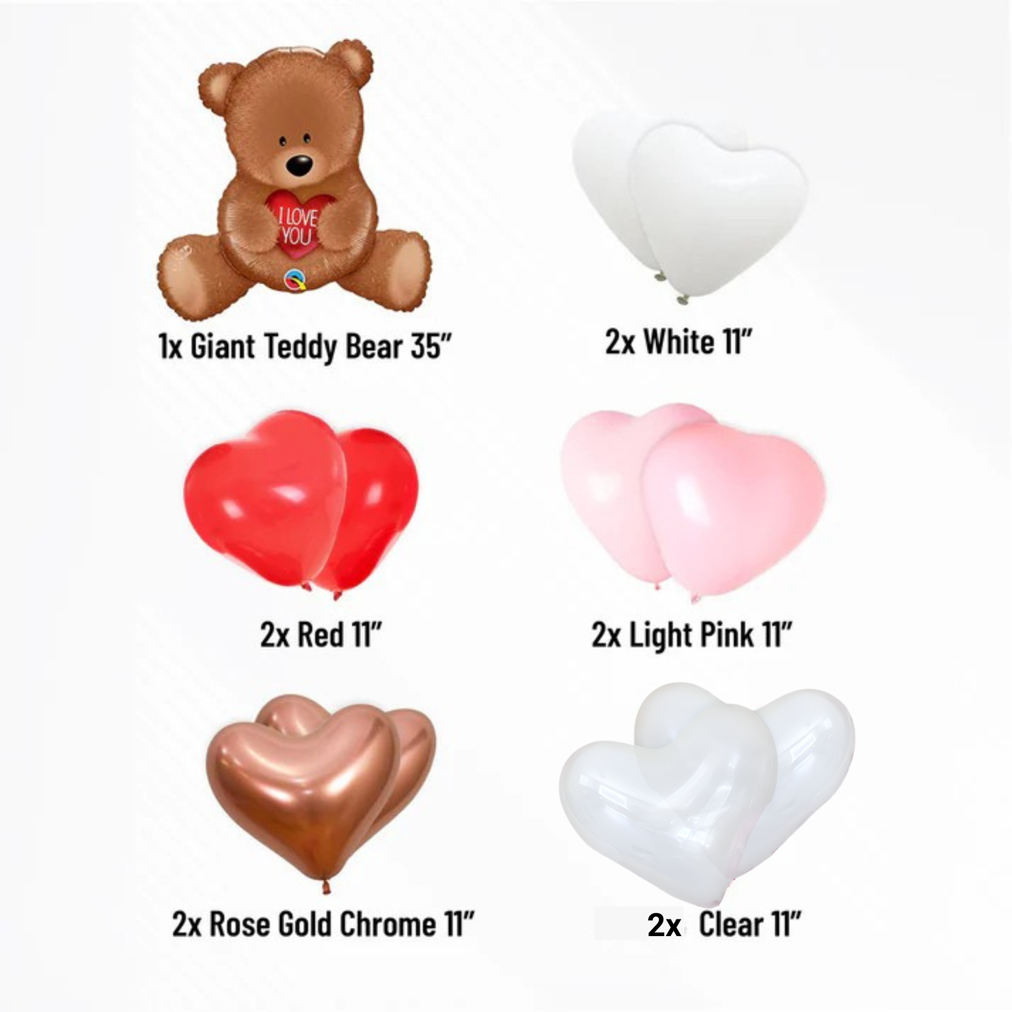 Ellie's Party Supply – wholesale Balloon – Teddy Bear I Love You Heart Valentine Balloon Bouquet Kit2