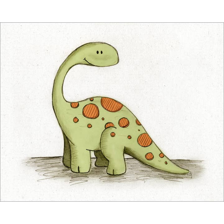 Dinosaure : long cou (fond blanc) pour la vente par Paper Lion Art