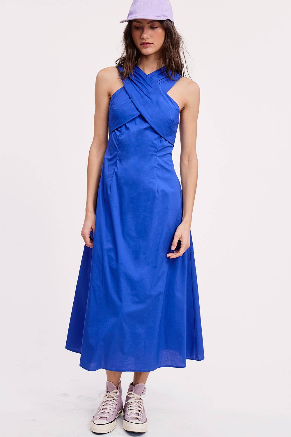 Ultramarine - Wholesale Dress - Women's - Halter Neck Solid Midi Dress3