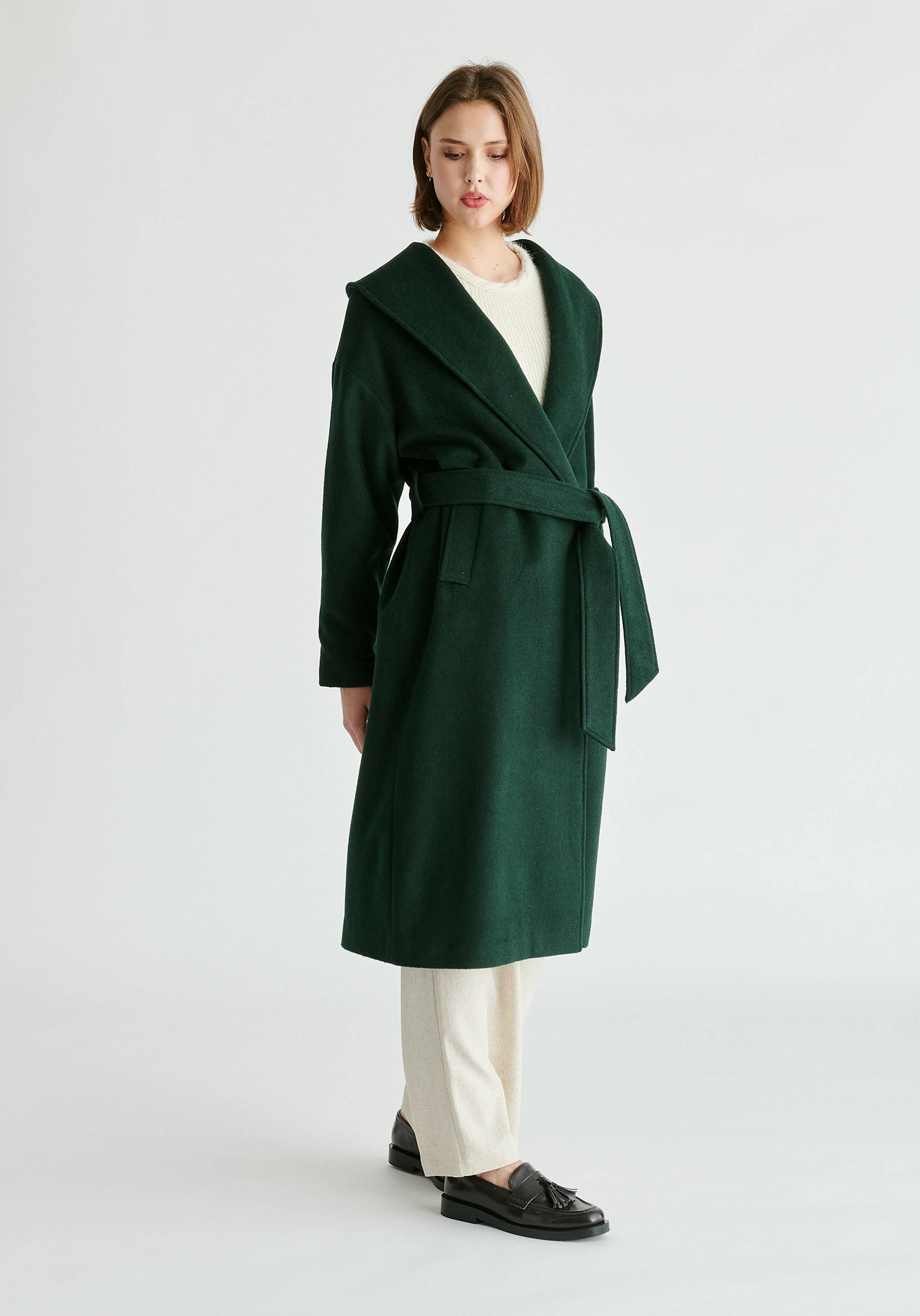 Paisie - Wholesale Coat - Women's - Shawl Collar Wool Coat with Belt12