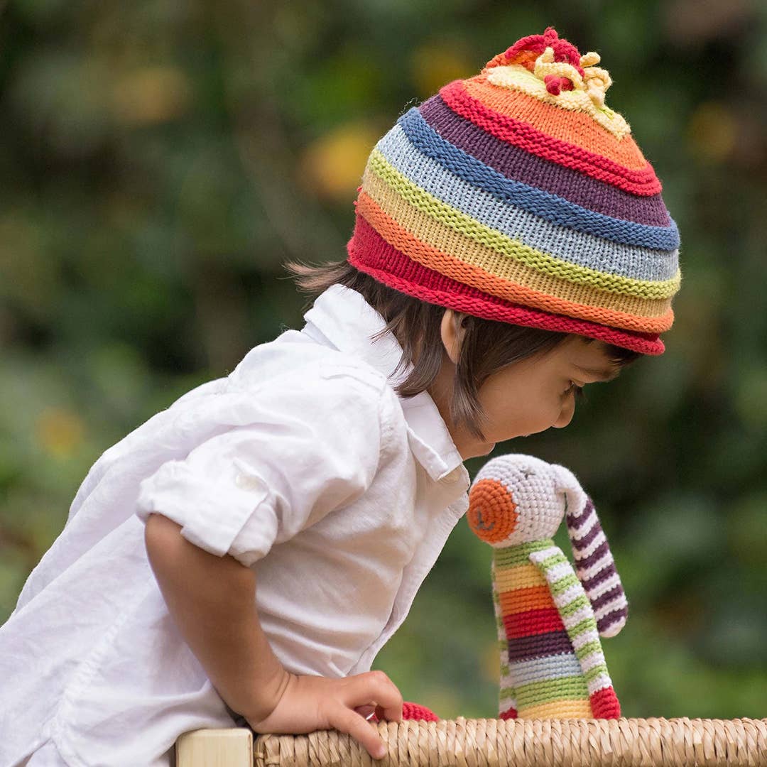 Pebble - Wholesale Newborn/Knit Hat - Baby - Handmade Rainbow Stripey Baby Beanie Hat1