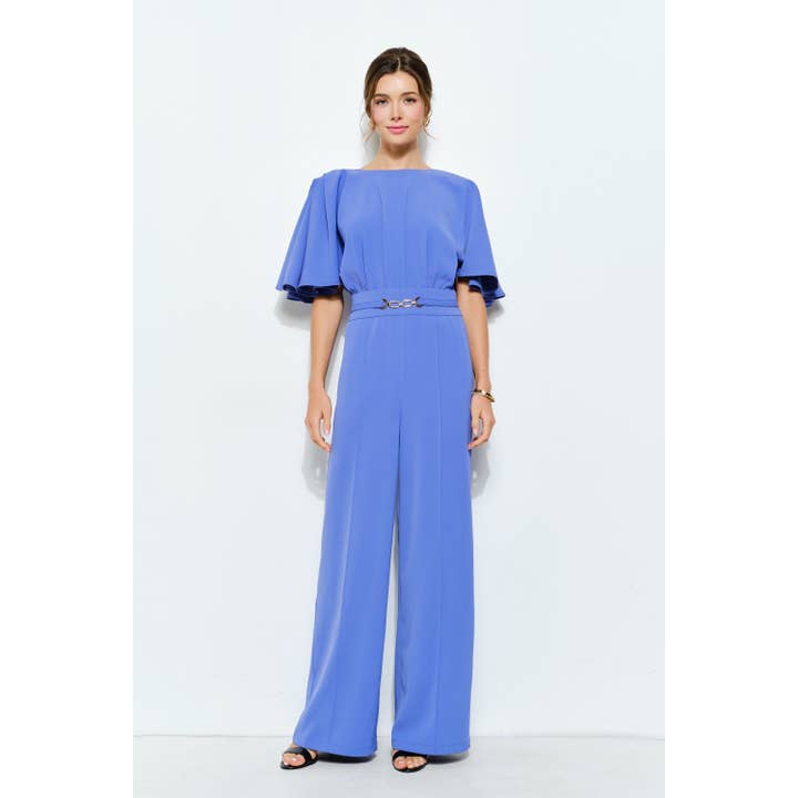 INA - Wholesale Romper - Women's - Flutter Kimino Sleeve Buckle Detail Wide Jumpsuit17