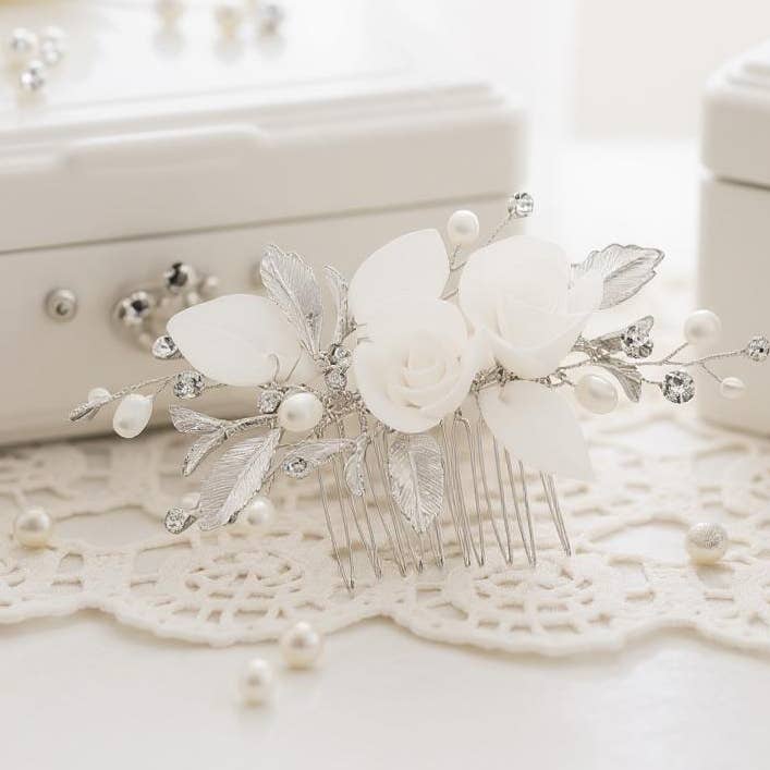 FOREVER ROSE HAARKAMM, HC256, SILBER für den Großhandel von Athena Bridal Jewellery