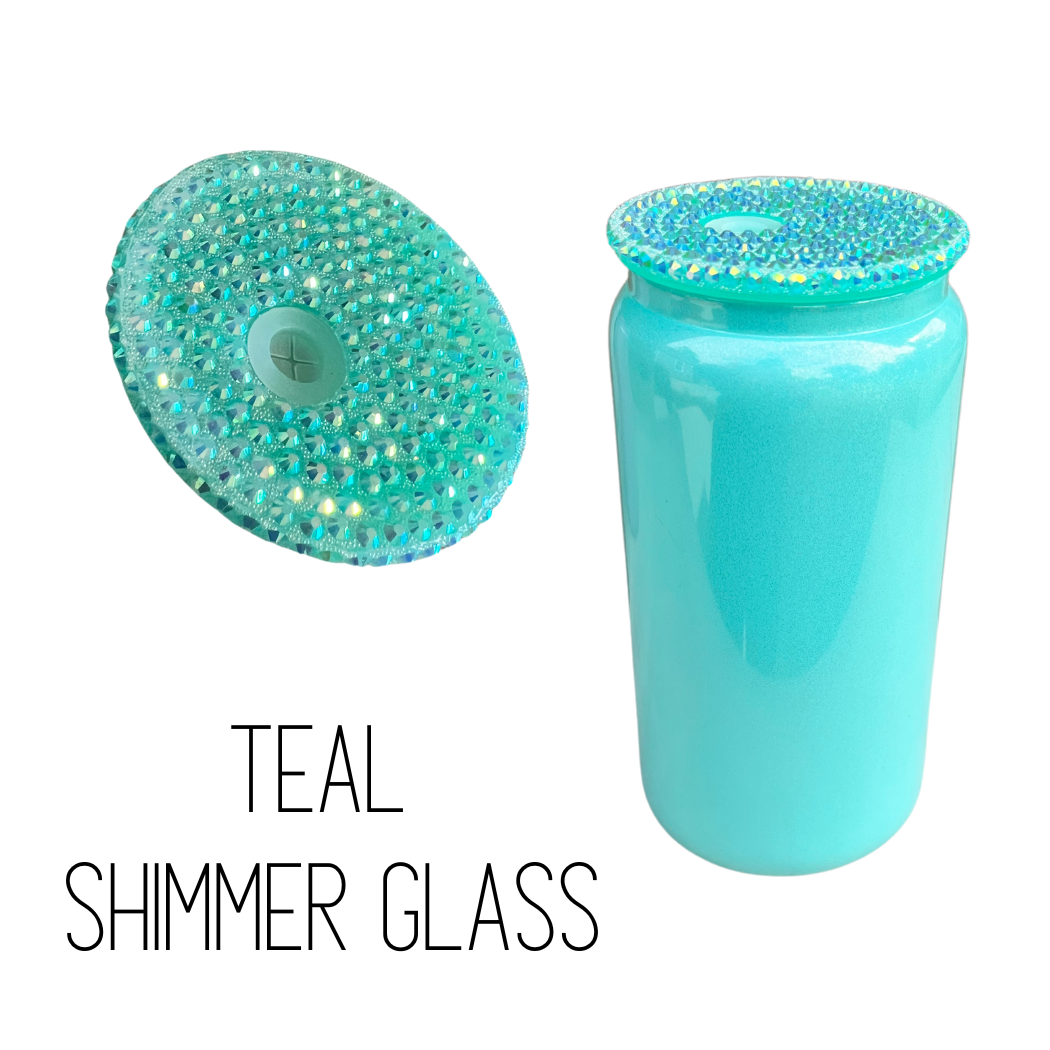 Sublimation Kings of Florida - Wholesale Drinking Glass/Cup - 16 oz Shimmer Holographic Sublimation Glass with Bling Lid0