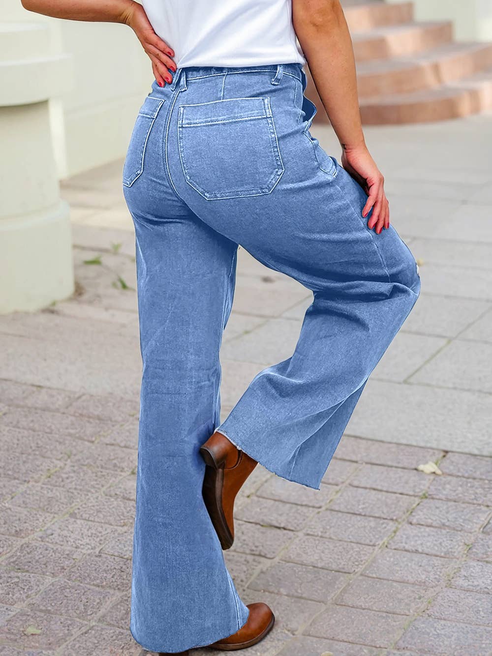 1 the Woman - Wholesale Jeans - Women's - Retro Washed Patch Pocket Loose Jeans5