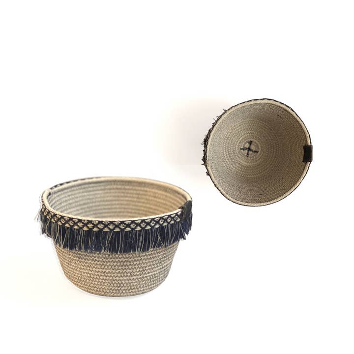 Bridenbaker Designs - Wholesale Decorative Plate/Dish/Bowl - Navy and Natural Fringe Rope Bowl2