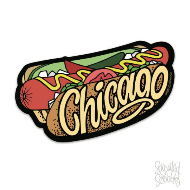 Sprouted Scribbles - Wholesale Sticker - Chicago Sticker - Hot Dog Travel Food0