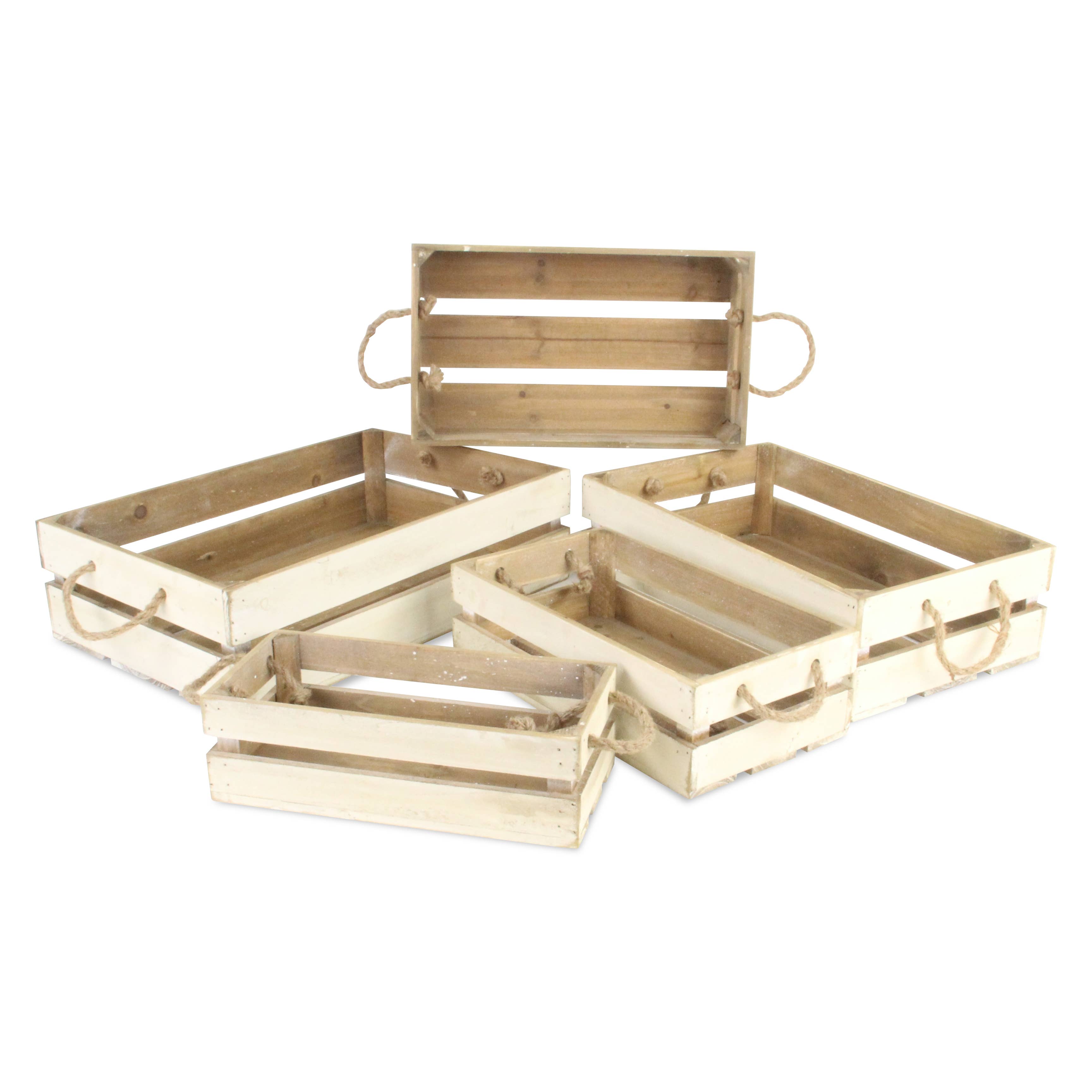 Cheungs Home Decor - Wholesale Decorative Box - Kinsley Set of 5 Slatted Wood Crates9