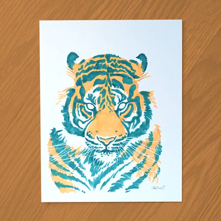 Disegno a Inchiostro di Tigre - Incorniciato per la vendita all'ingrosso da parte di Robin Good Art & Design