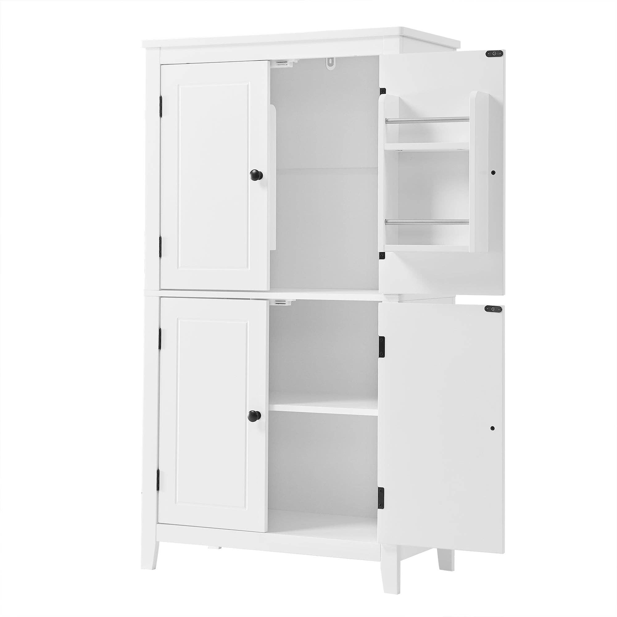Orange County Decor - Wholesale Cabinet - Elegant Bathroom Floor Storage Cabinet, Bathroom Storage Unit, Freestanding Cabinet With 4 Doors, Adjustable Shelves, Adaptable Shelves, White White Mdf19