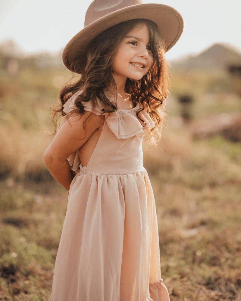 Bailey's Blossoms - Wholesale Mommy & Me-sets - Mommy and Me Nellie maxi-jurk met ruches - Champagne19