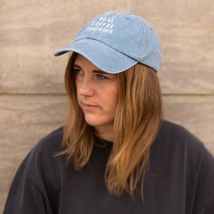 Lieblingspfote - Venta al por mayor Gorra de béisbol - Unisex - Gorra de denim vintage con bordado 'DOGS COFFEE SUNSHINE'2