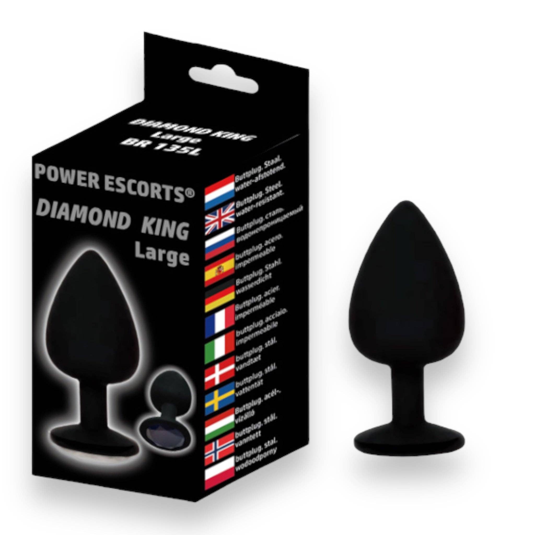 Kinky Pleasure - Wholesale Sex Toy - Power Escorts - BR135 - Diamond King - Silicone Butt Plug - Black - 6 Colors - 3 Sizes27