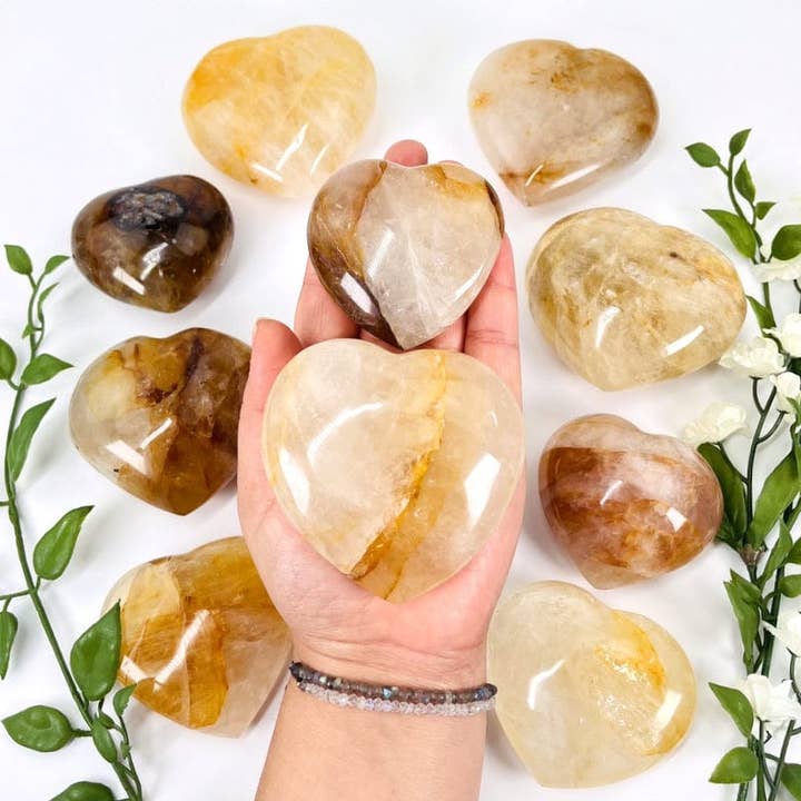 Cœurs en Cristal Guérisseur Doré Poli - Au Poids - pour la vente par Rock Paradise