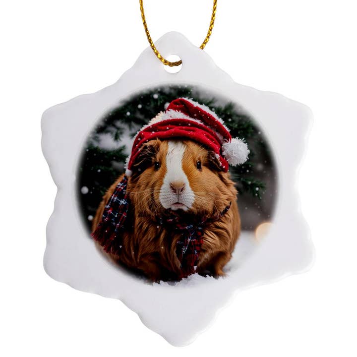 3dRose, Un conejillo de indias con un gorro de Santa y bufanda, Adorno para venta al por mayor de 3dRose