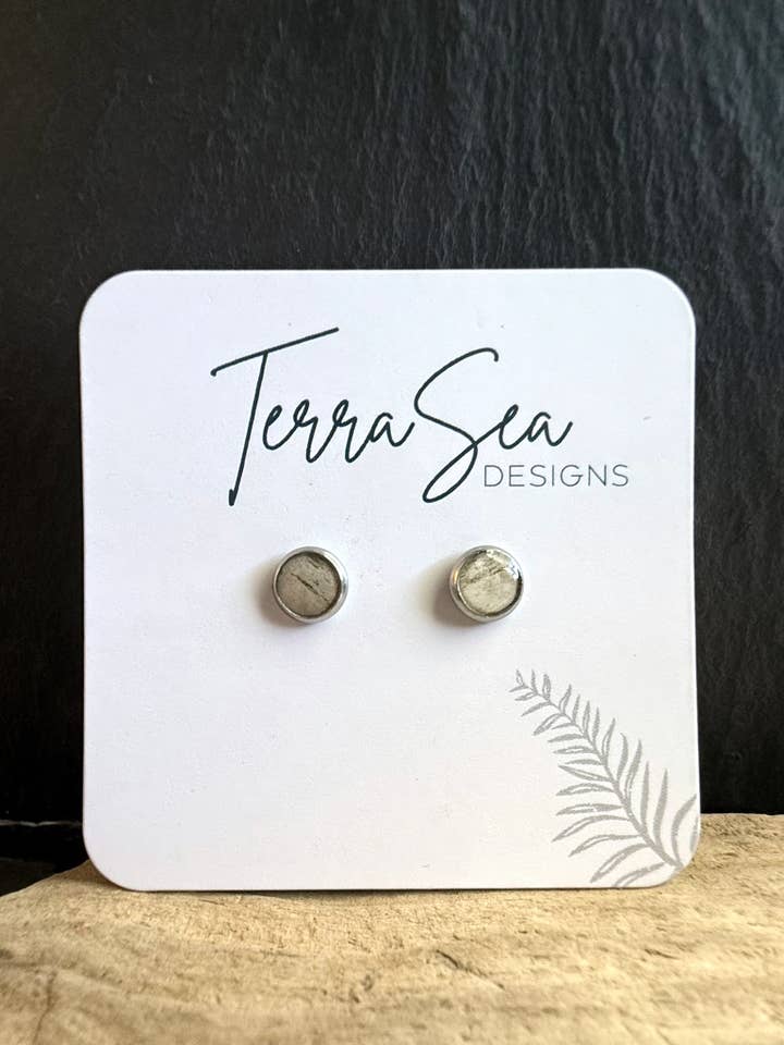 Genuine Birch Bark Stud Earrings 6mm (Gray) for wholesale by TerraSeaDesigns