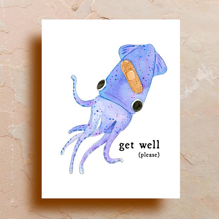 Get Well Squid - Greeting Card for wholesale by Samun Arts