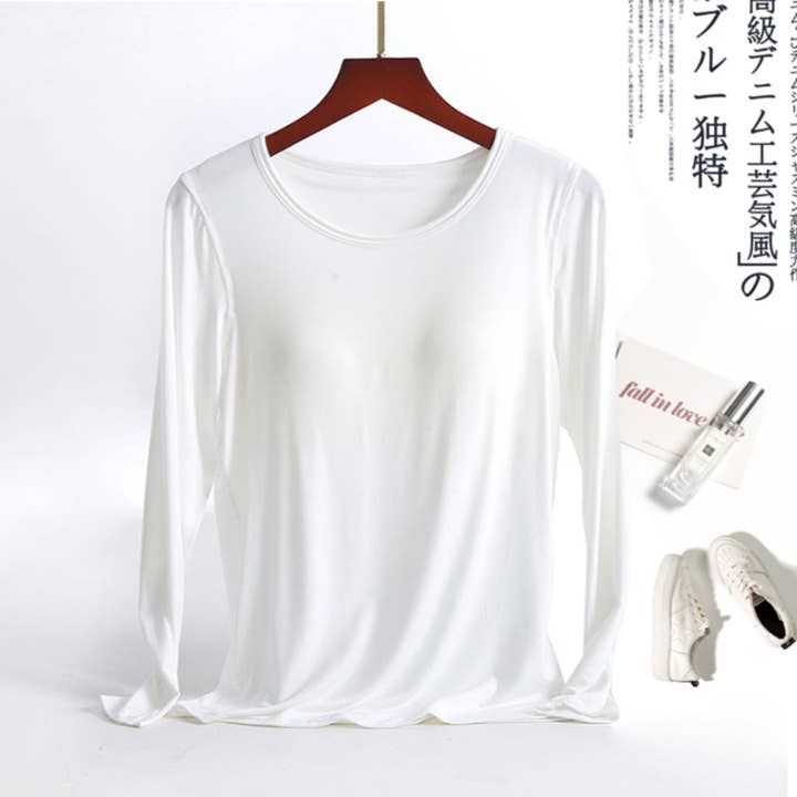 Women’s Long Sleeve Loungewear Top with Built-In Bra Fall for wholesale by DrifWoo